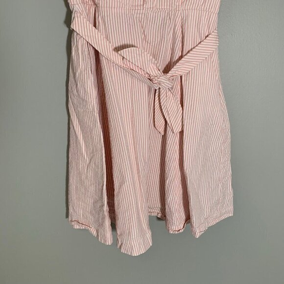 Cynthia Rowley pink white striped seersucker sleeveless collared button dress - Picture 5 of 11